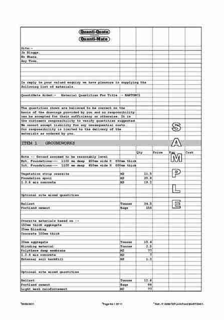 QuantiQuote Building Material Quantity Estimating of Material Estimation Builder's  Prices